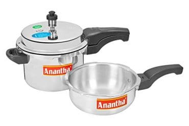 ANANTHA Perfect Non-Induction Base Outer Lid Aluminium Pressure Cooker, 5.5 Litres (Silver) + Free Pressure Cooker without Lid