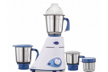 Preethi Blue Leaf Silver MG 149 Mixer Grinder 600WWhite, 3jars - Storage Air-Tight Container, FBT motor with 5yr Warranty & Lifelong Free Service, Standard