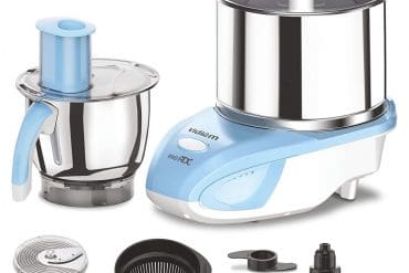 Vidiem Iris ADC Wet Grinder ST 327 A (White & Blue), 2 Lt with 1 Multi Chef Jar for Slicing ,Atta Kneading,Citrus Juicing,Coconut Scraping & Grating