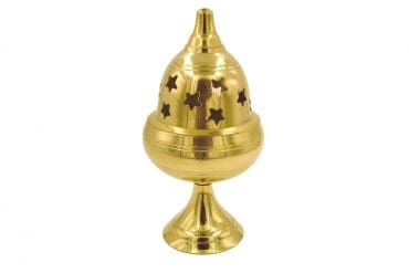 Brass Standing Apple Goblet Deepam With Lid