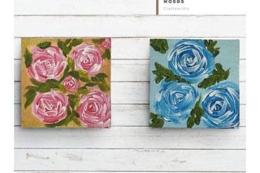 Modern Art Painting - Roses Combo ( Blue and Pink )