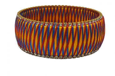 Silk Thread Bangle-Criss Cross-Red Blue Yellow