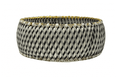 Silk Thread Bangle-White Black Silver