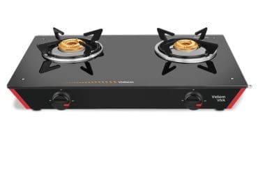 Vidiem Viva Glass Top (Red & Black) | 2 Burner Gas Stove | Manual Ignition