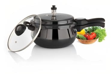 Premier Cucina Trendy Black Induction Bottom Handi Pressure Cooker With Glass Lid 3Litres