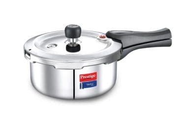 Prestige Svachh Triply Outer Lid Pressure Cooker with Unique Deep Lid for Spillage Control, Silver 2 Litres