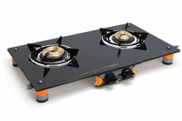 Vidiem Air Pride Glass Top  (Orange and Black) | 2 Burner Gas Stove |  Manual Ignition