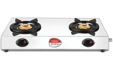 Vidiem Vector Nero (Silver) | Stainless Steel 2 Burner Gas Stove | Manual Ignition