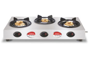 Vidiem Vector Nero (Silver) | Stainless Steel 3 Burner Gas Stove | Manual Ignition