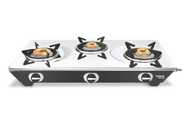 vidiem Viva Pro Glass Top (Silver & Black) 3 Burner Stainless Steel Gas Stove |  Manual Ignition