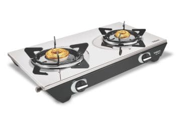 vidiem Viva Pro Glass Top (Silver & Black) 2 Burner Stainless Steel Gas Stove |  Manual Ignition