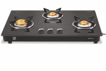 Vidiem Edge Pro Glass Top (silver Black) | 3 Burner Gas Stove | Manual Ignition