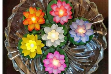 Smokeless Water Floating Sensor Candles Lotus Flowers Design - 6pcs Set