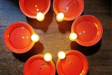 Smokeless Water Floating Sensor Lamp Agal Vilakku Design - 6pcs set