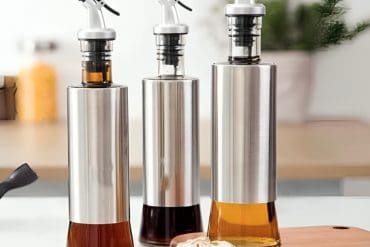 Stainless Steel and Glass Oil Dispenser Bottle for Kitchen 500ml