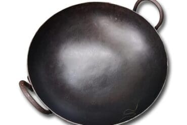 Iron Deep Bottom Kadai -Traditional Iron Round Kadai for Cooking & Deep Frying, black-Medium