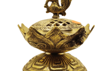 Brass Loban Dhoop Dani with Peacock | Dhunachi Urli |