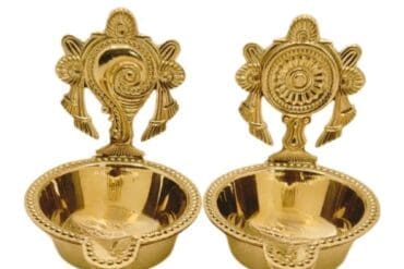 Brass Shanku Chakra Kuber Diya Deepam For Home Pooja Decor & Set vilakku