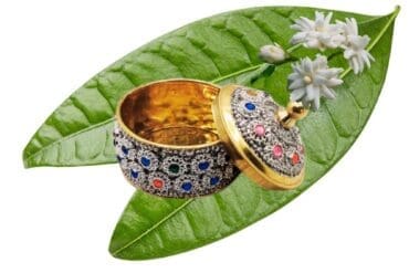 Brass Silver Color Kumkum Box