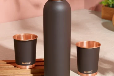 Borosil Copper Water Bottle With 2 Glass(Tumbler)