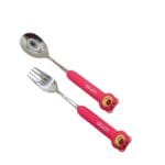 Stainless steel 2 Pc -Cutlery Set -Pink -Piglet Spoon ,Fork (set of one)