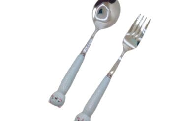 Stainless Steel Spoon and Fork  With Ceramic Handle