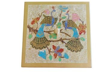 Brass Square Peacock Design Masala Box