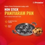 Premier Induction Base Non Stick Paniyaram Pan, Black, 7 Inches with Spatula and Scrubber, Ergonomic Handle, and Convenient Spatula and Scrubber, Perfect for Healthy Cooking and Easy Cleaning. - Image 2
