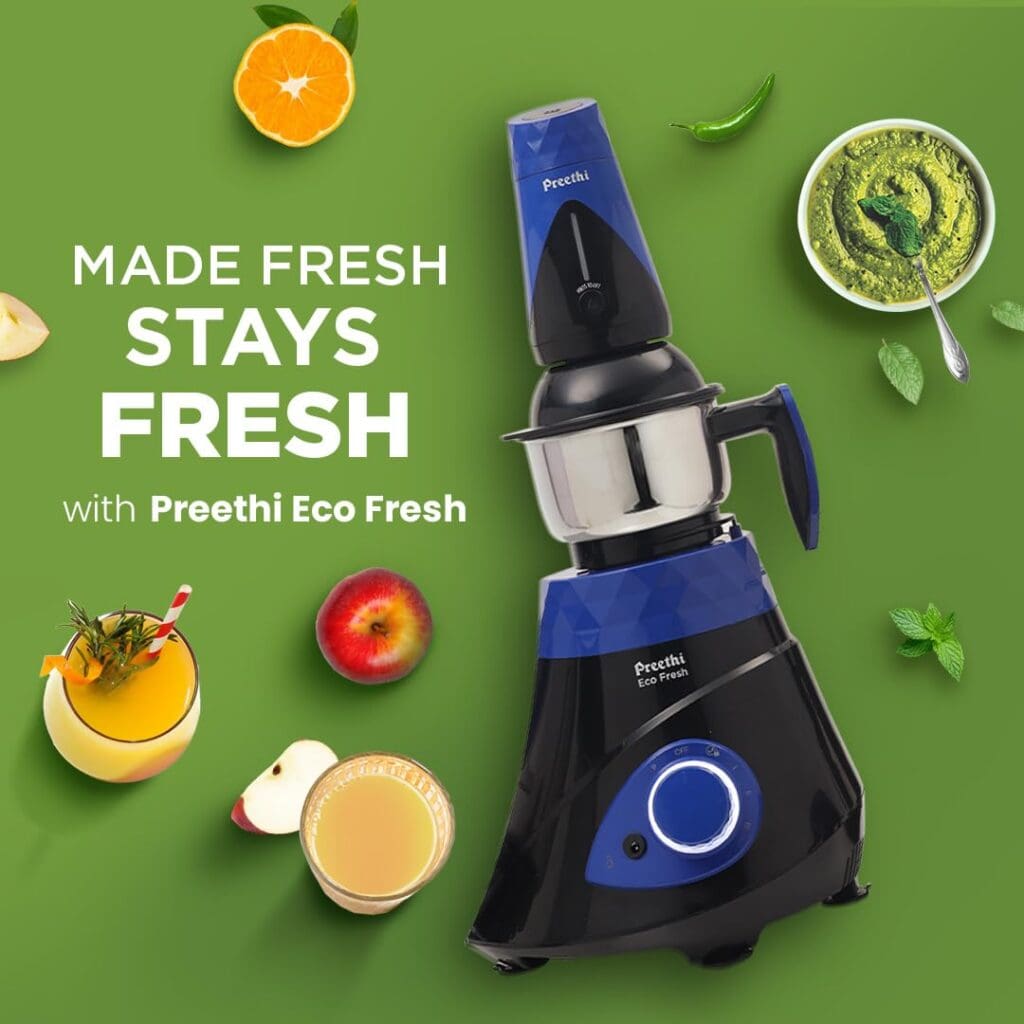Preethi Eco Fresh Mixer grinder | 750 Watt Mixie | Made fresh, stays fresh | Food Sense Technology| Grinding+ Storage jar | MG-282 - Image 3