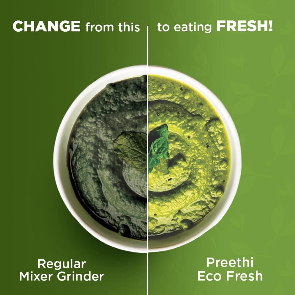Preethi Eco Fresh Mixer grinder | 750 Watt Mixie | Made fresh, stays fresh | Food Sense Technology| Grinding+ Storage jar | MG-282 - Image 6