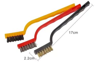 Plastic  3-Piece Wire Brush Set, Steel/Brass/Nylon Bristles