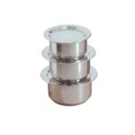Stainless Steel Tope With Lid  Set 3 Pcs set