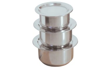 Stainless Steel Tope With Lid  Set 3 Pcs set