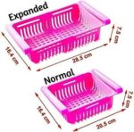 Fridge Storage Basket Expandable Fridge Storage Rack Tray Fridge Space Saver Food Organizer (Set Of 2Pcs)