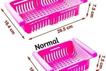 Fridge Storage Basket Expandable Fridge Storage Rack Tray Fridge Space Saver Food Organizer (Set Of 2Pcs)