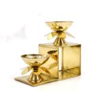 Brass Two Step Oil Lamp With Lotus Design Petal - Image 2