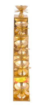 Brass Five Step Oil Lamp With Lotus Design Petal - Image 3