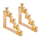 Brass Five Step Oil Lamp With Lotus Design Petal