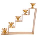 Brass Five Step Oil Lamp With Lotus Design Petal - Image 4