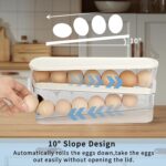 Automatic Rolling Egg Holder Rack  Kitchen Refrigerator Egg Dispenser 2 Layers