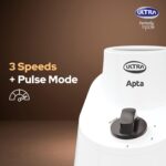 Ultra Apta Mixer Grinder - Fortune White & Black | India’s First Double ball-bearing Motor 550W High Torque with 2 Years Warranty | 204Cu Food-Grade 4 SS Jar, 3 Speed Regular + Pulse - Image 8