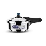 Ultra Triply Krono Pressure Cooker 2 Litre | Whistle Counter | Spillage Control | AISI 304 Food Grade Stainless Steel Cooker | 5 Years Warranty, Injection Moulded Handles & Induction Compatible