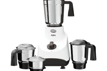 Ultra Apta Mixer Grinder - Fortune White & Black | India’s First Double ball-bearing Motor 550W High Torque with 2 Years Warranty | 204Cu Food-Grade 4 SS Jar, 3 Speed Regular + Pulse