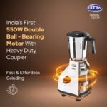 Ultra Apta Mixer Grinder - Fortune White & Black | India’s First Double ball-bearing Motor 550W High Torque with 2 Years Warranty | 204Cu Food-Grade 4 SS Jar, 3 Speed Regular + Pulse - Image 3