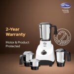 Ultra Apta Mixer Grinder - Fortune White & Black | India’s First Double ball-bearing Motor 550W High Torque with 2 Years Warranty | 204Cu Food-Grade 4 SS Jar, 3 Speed Regular + Pulse - Image 4