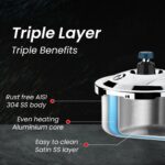 Ultra Triply Krono Pressure Cooker 3.5 Litre | Whistle Counter | Spillage Control | AISI 304 Food Grade Stainless Steel Cooker | 5 Years Warranty | Cooks Fast & Saves Gas | SCTS Technology - Image 3