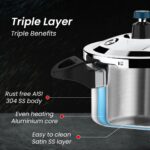 Ultra Triply Krono Pressure Cooker 4.5 Litre | Whistle Counter | Spillage Control | AISI 304 Food Grade Stainless Steel Cooker | 5 Years Warranty | 1.2 MM... - Image 4