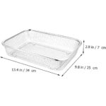 Stainless Steel Wire Mesh Basket, Rectangular, Kitchen Storage Organizer for Fruit, Vegetable Washing and Draining (Medium)
