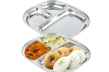 Stainless Steel 3 In1 MediumTiffin Plates Set of 2