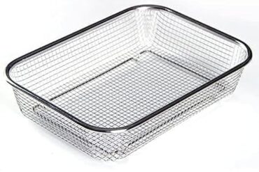 Stainless Steel Wire Mesh Basket, Rectangular, Kitchen Storage Organizer for Fruit, Vegetable Washing and Draining (Big)